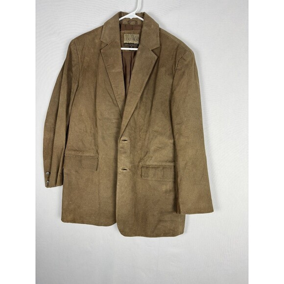 VTG Cabelas Leather Blazer Men 40R Brown Western Cowboy Single Breasted 2 Button - Picture 4 of 11